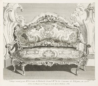Soffa avrättad för greven av Bielinski Grand M.al av Polens krona 1735; Soffa avrättad för greven av Bielinski 1735, 4:e plattan av Juste Aurèle Meissonnier