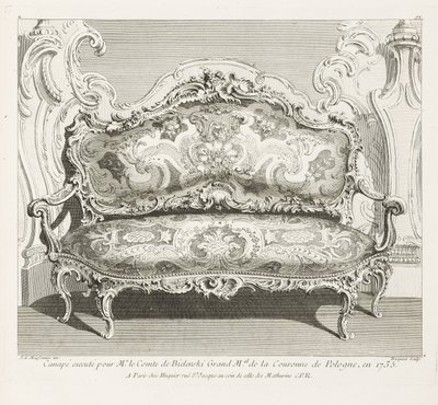 Soffa avrättad för herr greve de Bielinski Grand M.al av Polens krona, 1735 .; Soffa gjord för greven av Bielinski 1735, 4:e tavlan av Juste Aurèle Meissonnier