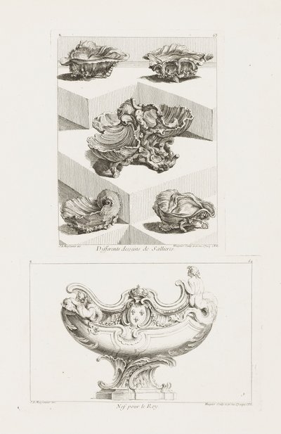 Different Desseins de Sallieres (olika mönster för salträtter), pl. 63 i Juste-Aureles verk av Juste Aurèle Meissonnier
