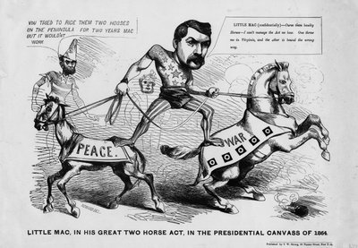 Little Mac, i sitt stora nummer med två hästar, i presidentvalskampanjen 1864, publicerad av T.W Strong, New York, ca 1864. av Justin Howard