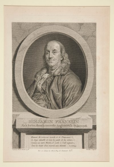 Benjamin Franklin, född i Boston, New England, 17 januari 1706 av Justus Chevillet