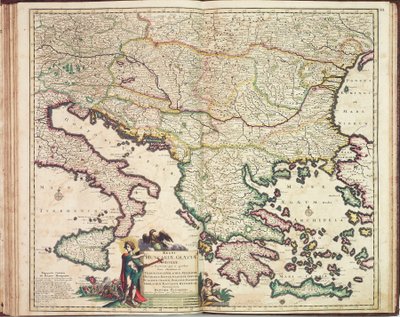 Justus Danckers atlas: Ungern och Grekland, ca 1688 (kolorerad gravyr) av Justus Danckertsz