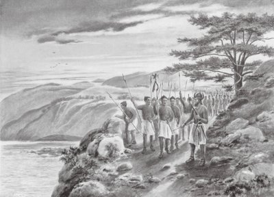 Sargon I vid Medelhavet (litografi) av Justus Hill