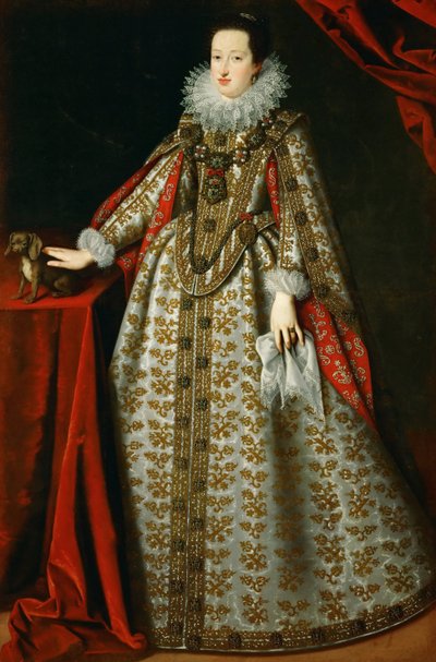 Eleoonore de Gonzague (ou de Mantoue) - Porträtt av Eleonora Gonzaga (1598-1655), i hennes brudklänning - Justus (Giusto, Joost) Sustermans (1597-1681). Olja på duk av Justus Sustermans