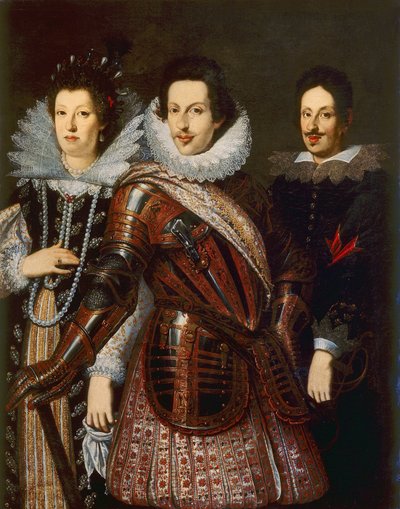 Porträtt av Marie Madeleine av Österrike, Cosimo II och Ferdinand II de Medici, ca 1640 av Justus Sustermans