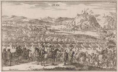 Slag bij Párkány 1683 Gran (titel på objekt) av Justus van den Nijpoort