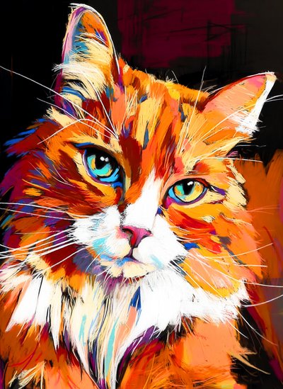 Färgglatt kattporträtt av Justyna Jaszke