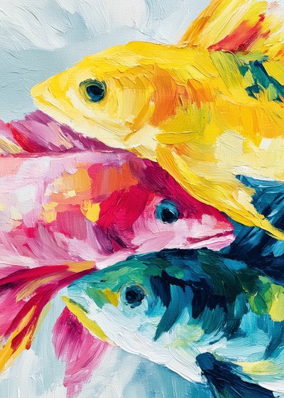 Ett färgglatt fisktrio av Justyna Jaszke