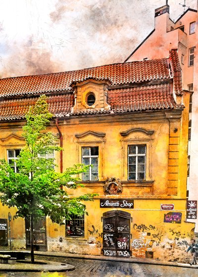 Den historiska absintbutikens byggnad av Justyna Jaszke