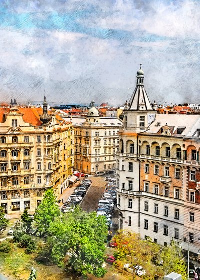Utsikt över en historisk europeisk stad av Justyna Jaszke