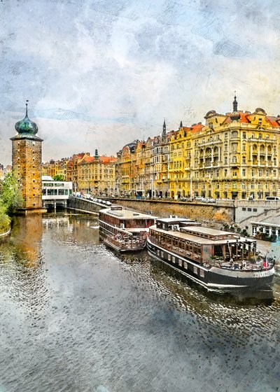 Historiska flodbåtar i Prag av Justyna Jaszke