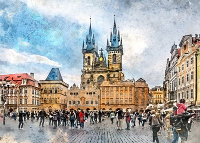 Prag, Tjeckien – Akvarellmålning av stadsmotiv (28) av Justyna Jaszke