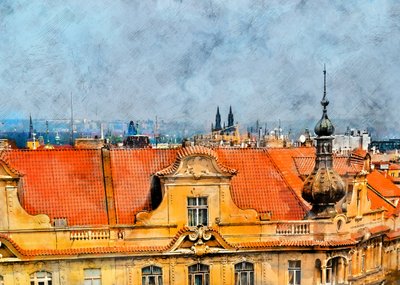 Utsikt från takterrassen i Prag av Justyna Jaszke
