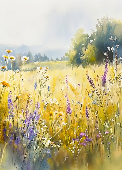 Solig äng med vildblommor av Justyna Jaszke
