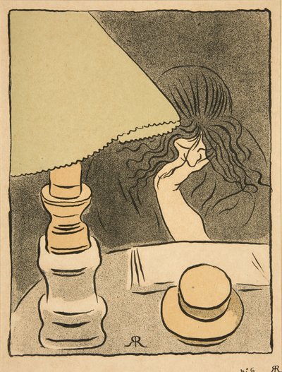 Kvinna och lampa, pub. 1894 av József Rippl Rónai