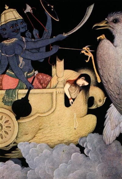 Ravana slåss med Jatayu, 1913. av K Venkatappa