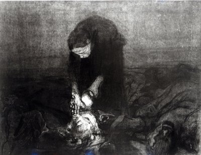 Efter slaget, från serien "Bondeupproret", 1907 (etsning, gravyr och akvatint) av Käthe Kollwitz