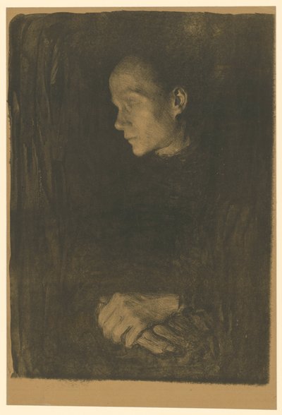 Arbetarkvinna i profil åt vänster (slutgiltig version, 1:a stadiet) av Käthe Kollwitz