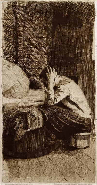 Kvinna vid vaggan av Käthe Kollwitz
