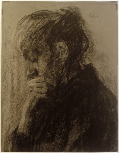 Kvinnans huvud i profil av Käthe Kollwitz