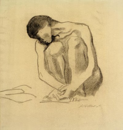 K. Kollwitz, hukande naken kvinna av Käthe Kollwitz
