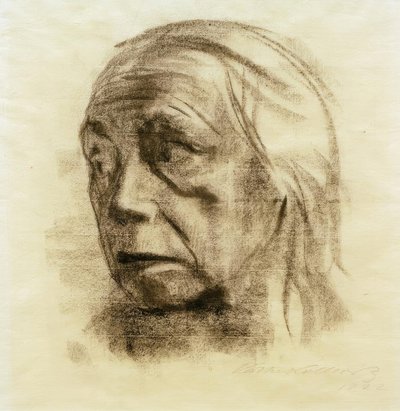Självporträtt i trekvartsvy till vänster av Käthe Kollwitz