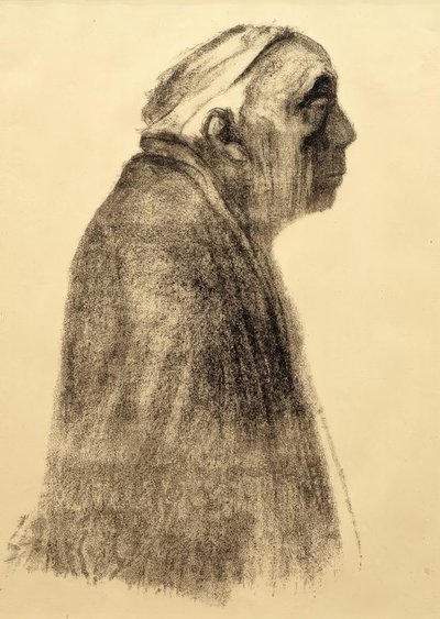 Självporträtt i profil till höger av Käthe Kollwitz