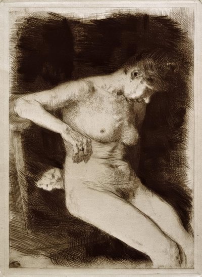 Sitter kvinnlig naken av Käthe Kollwitz