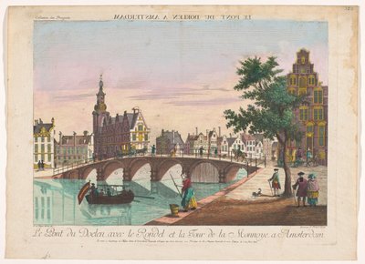 Utsikt över Doelenbrug över Amstel i Amsterdam Le Pont du Doelen a Amsterdam (titel på objekt) av Kaiserlich Franziskische Akademie