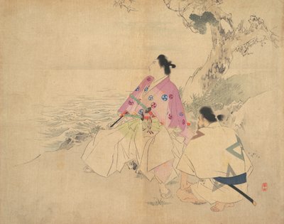 Två män vid en flod, sent 1800-tidigt 1900-tal. av Kajita Hanko