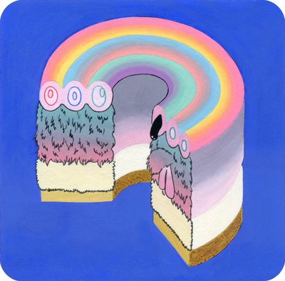 Fuzzcake, 2017 (bland media på papper) av Kam Tsz