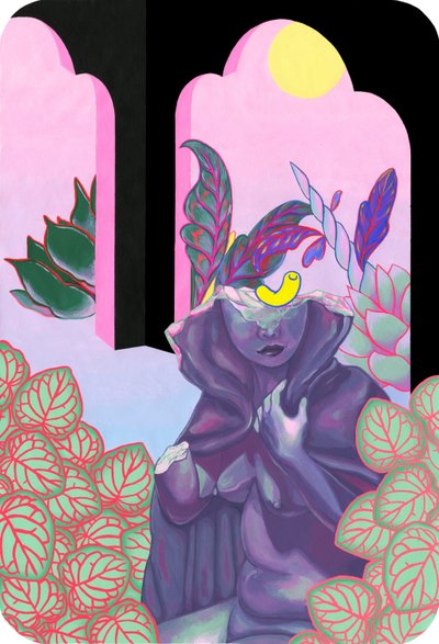 Garden Witch, 2019 (akryl på bomull) av Kam Tsz