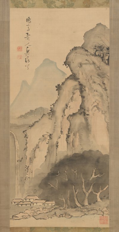 Landskap med vattenfall, ca. 1817. av Kameda Bosai