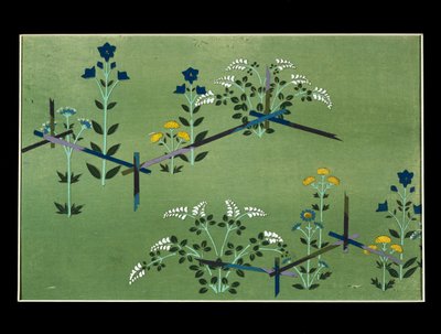 Höstblommor, studera för tyg av Kamisaka Sekka