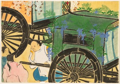 Flowers of a Hundred Worlds (Momoyogusa): Blomdraperade vagnar av Kamisaka Sekka