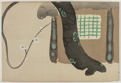 Flowers of a Hundred Worlds (Momoyogusa): Plommon vid takfoten (Nokiba no ume) av Kamisaka Sekka