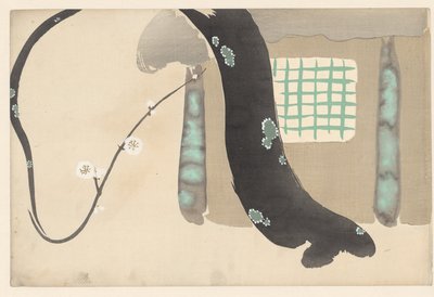 Plommonträd vid takfoten nokiba ingen ume Flowers of a Hundred Worlds (serietitel) Momoyogusa, vol. 1 (serietitel) av Kamisaka Sekka