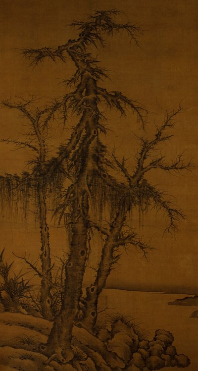 Gamla träd, bambu och stenar, ca 1300 (bläck på siden) av Kan Li