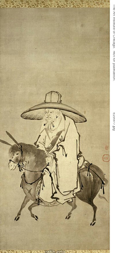 Poeten Du Fu rider på en åsna av Kanô Shigenobu
