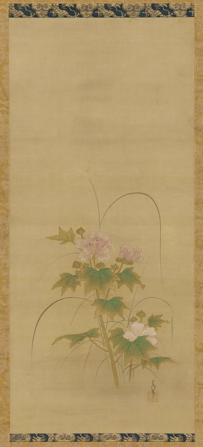 Hibiskus del av en uppsättning, Edo-period, mitten av 1600- och början av 1700-talet. av Kanô Yôboku Tsunenobu