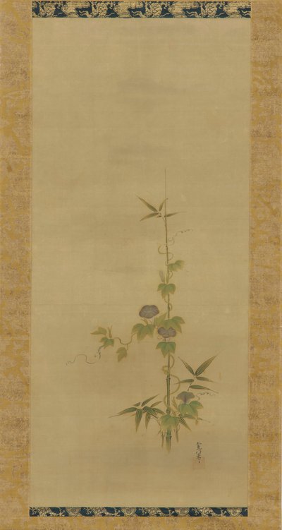Morning glory och bambu del av en uppsättning, Edo-period, mitten av 1600- och början av 1700-talet. av Kanô Yôboku Tsunenobu