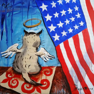 Ängelkatt med amerikansk flagga av Kanat Ibragimov