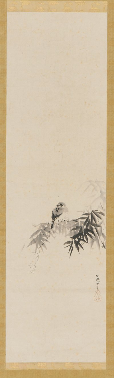 Fågel på en bambugren, Edo-period, 1600-talet. av Kanō Tan’yū
