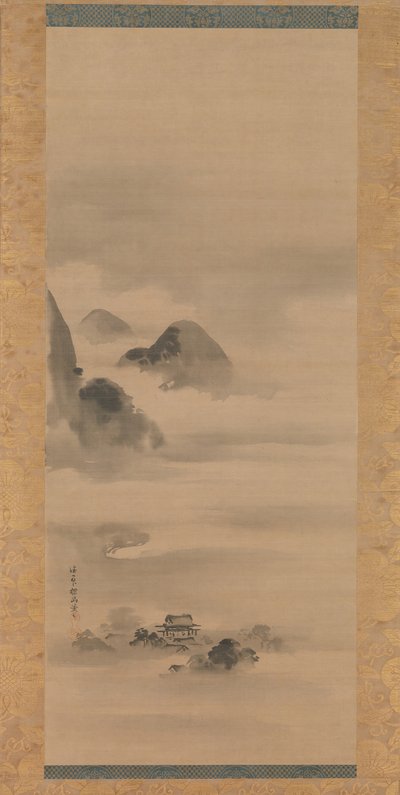 Landskap i månsken, efter 1662. av Kanō Tan’yū