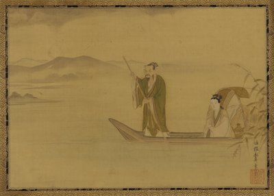 Kinesisk man och kvinna i en båt, Edo-period, mitten av 1600-talet. av Kano Yasunobu