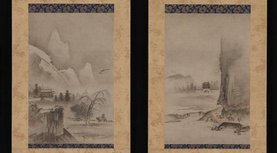 Två vyer från de åtta vyerna av floderna Xiao och Xiang, tidigt 1500-tal. av Kantei