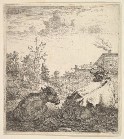 Kon och kalven, 1600-talet. av Karel Du Jardin