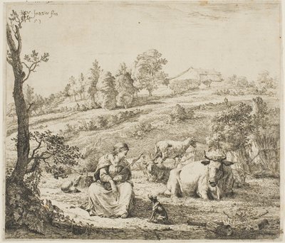 En herdinna som talar till sin hund av Karel Dujardin