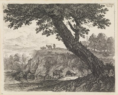 Landskap med två mulåsnedrivare av Karel Dujardin