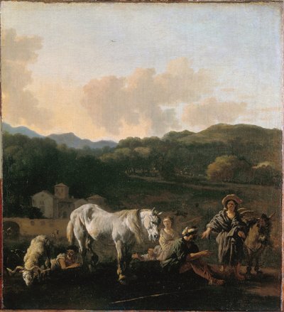 Bönder och en vit häst av Karel Dujardin